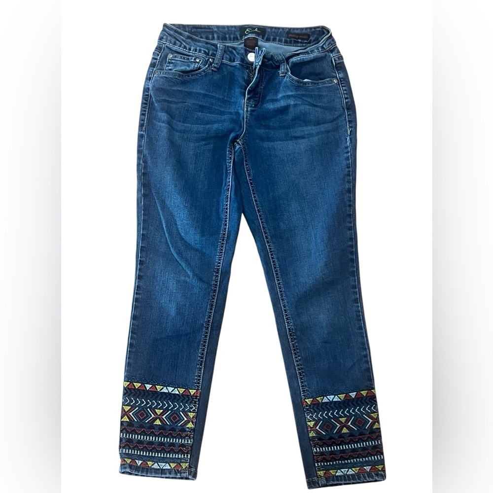 Earl Jeans Dark Blue Skinny Jeans with Colorful Embroidery